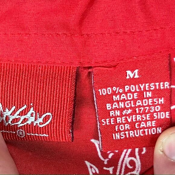 Vintage Mossimo Red Summer Beach Short Sleeve Button Down Shirt Men's Size M - Picture 3 of 7